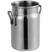 A stainless steel Vollrath mini milk can with a handle and a lid.