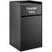 A black rectangular Lancaster Table & Seating waste receptacle enclosure with "THANK YOU" in white text.