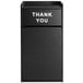 A black rectangular Lancaster Table & Seating waste receptacle enclosure with white "THANK YOU" text on the swing door.