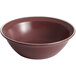 A close-up of a Libbey Englewood matte mulberry bowl with a white rim.