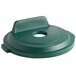 A green plastic Rubbermaid lid with a hole.