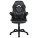 A Flash Furniture black leather swivel office chair with armrests and wheels.