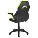 A black and neon green Flash Furniture office chair with black base.