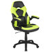 A green and black Flash Furniture office chair with a black base.