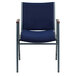 A navy blue Flash Furniture Hercules stack chair with armrests.