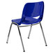A navy blue Flash Furniture shell chair with chrome legs.