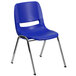 A Flash Furniture navy blue plastic chair with chrome legs.
