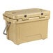 A tan CaterGator outdoor cooler with a handle and lid.