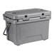 A gray CaterGator outdoor cooler with two handles and a lid.