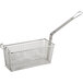 A stainless steel Prince Castle fry basket with a handle.