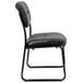 A Boss Black LeatherPlus side chair with metal legs.
