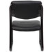 A Boss black LeatherPlus sled base side chair with black metal legs.