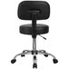A black Boss Office adjustable stool with a chrome base.