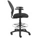 A Boss black mesh drafting stool with black seat and backrest on a chrome base.