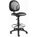 A Boss black drafting stool with a round base.