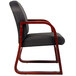 A Boss black fabric side chair with wooden legs.