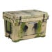 A green and black CaterGator outdoor cooler with camouflage paint.