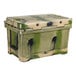 A CaterGator camouflage cooler with a lid.