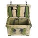 A green and black CaterGator outdoor cooler with camouflage paint.