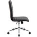 A Boss black vinyl armless office chair with chrome wheels.