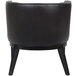 A black leather Boss Ava accent chair with wooden legs.
