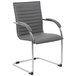 A gray Boss vinyl ribbed side chair with a chrome frame.