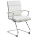 A Boss white CaressoftPlus executive guest chair with chrome legs.