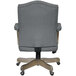 A Boss gray linen office chair with a backrest and arms.