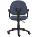 A Boss blue office chair with black wheels.