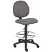 A Boss gray fabric drafting stool with wheels.