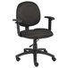 A Boss black office chair with adjustable arms.