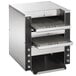 A stainless steel Vollrath dual conveyor toaster with two shelves.