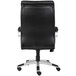 A Boss black leather office chair with a chrome base and wheels.