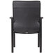 A Boss black leather guest chair with metal legs.