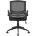 A close-up of a Boss black mesh office chair with flip arms.