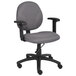 A gray Boss office chair with arms and wheels.
