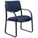 A blue Boss guest chair with black metal legs.