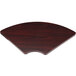 A Boss mahogany laminate ganging corner table top with a curved wooden edge.
