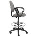 A Boss gray drafting stool with a black base and footring.