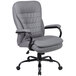 A grey Boss office chair with arms and wheels.
