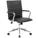 A Boss black vinyl office chair with chrome legs and arms.