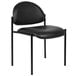 A Boss black Caressoft vinyl stacking chair with metal legs.