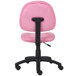 A Boss pink office chair with black wheels.