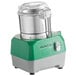 A stainless steel AvaMix commercial food processor with a green and grey lid.