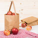 1/4 Peck "Freshman" Natural Brown Kraft Paper Produce Customizable Market Stand Bag with Handle - 500/Case Main Thumbnail 1