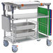 A Metro PrepMate MultiStation cart with galvanized shelving and accessories.