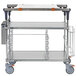 A Metro PrepMate MultiStation cart with galvanized shelving and wheels.