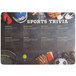A Choice sports trivia paper placemat with various sports items.