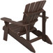 A brown wooden Lifetime Adirondack chair with armrests.
