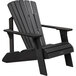 A black Lifetime Adirondack chair with armrests and a wooden seat.